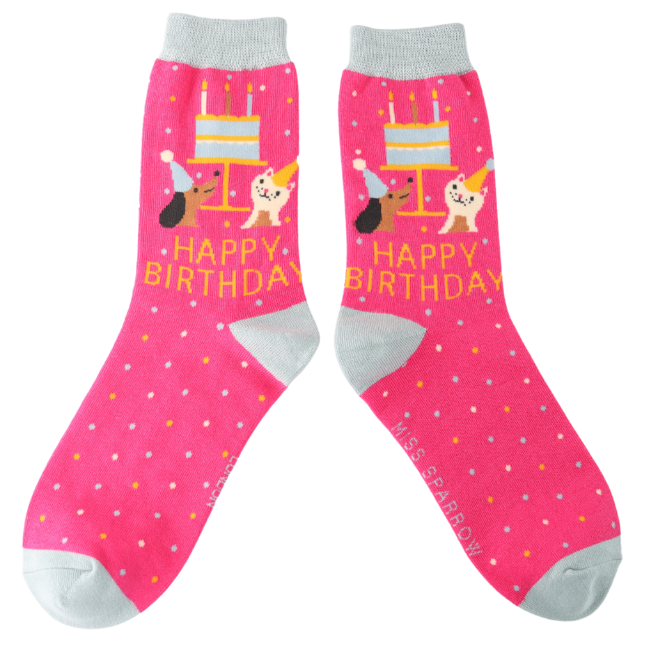 Birthday Pets Socks Hot Pink