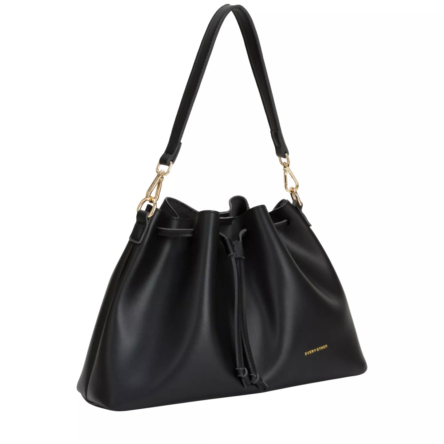 Drawstring Shoulder Crossbody Bag - Black