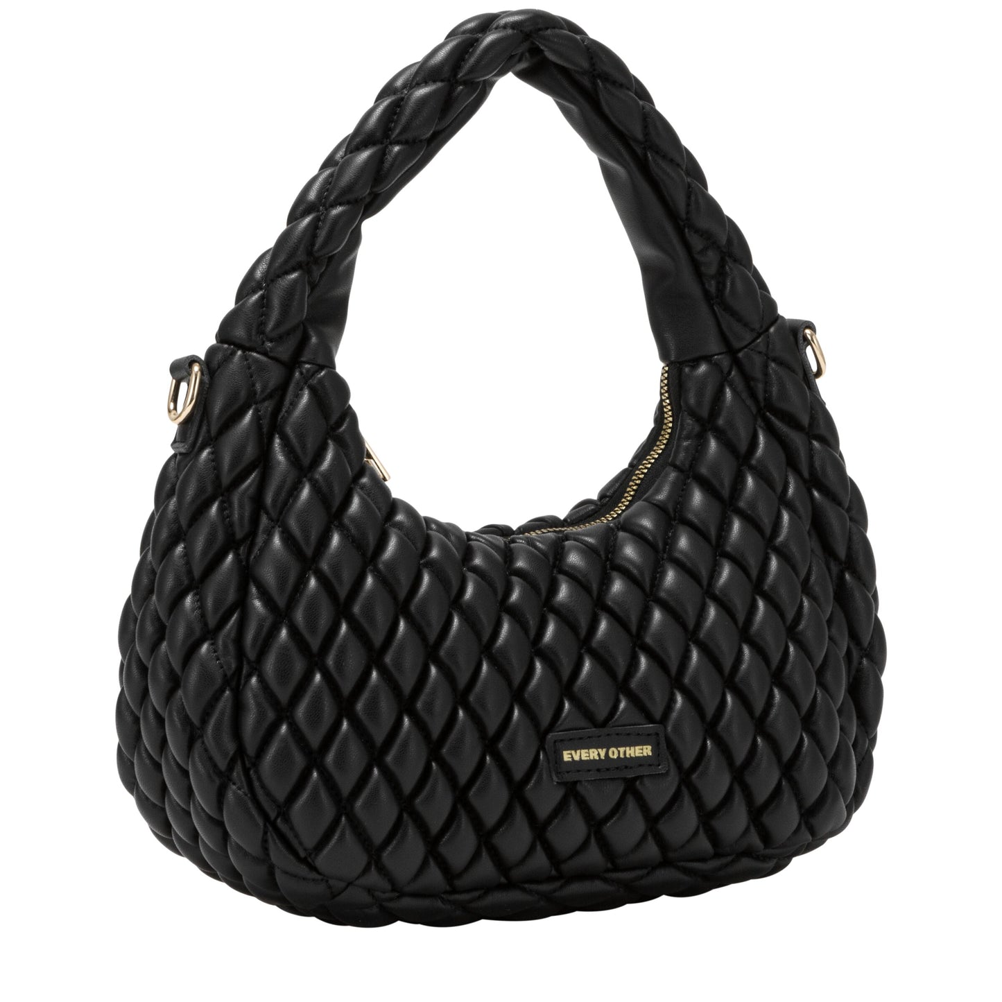 Quilted Grab/Cross Body Bag - Black