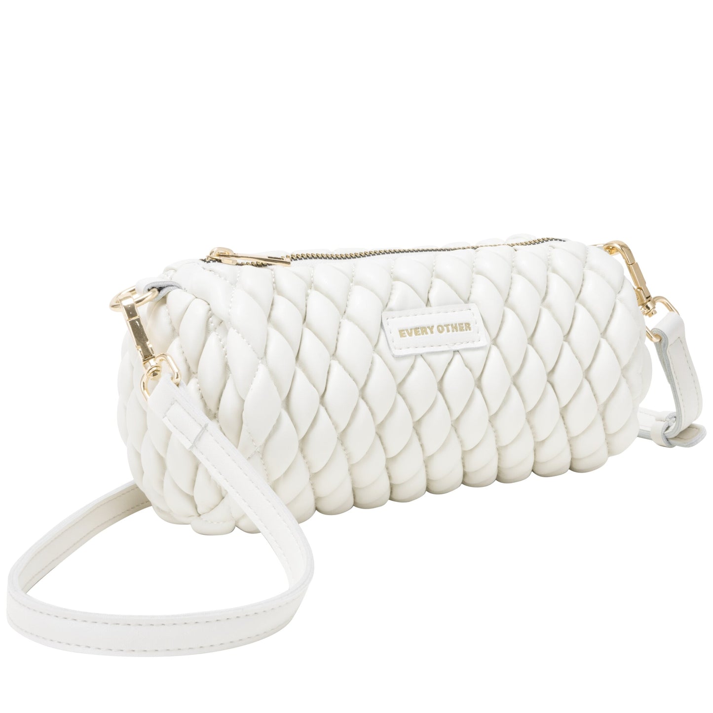 Quilted Barrel Bag - White