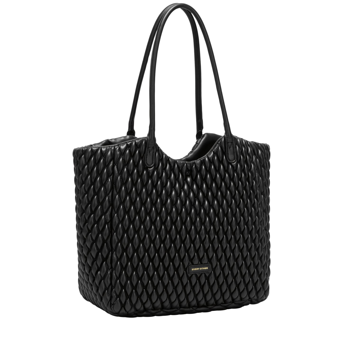 Large Quilted Tote Bag - Black