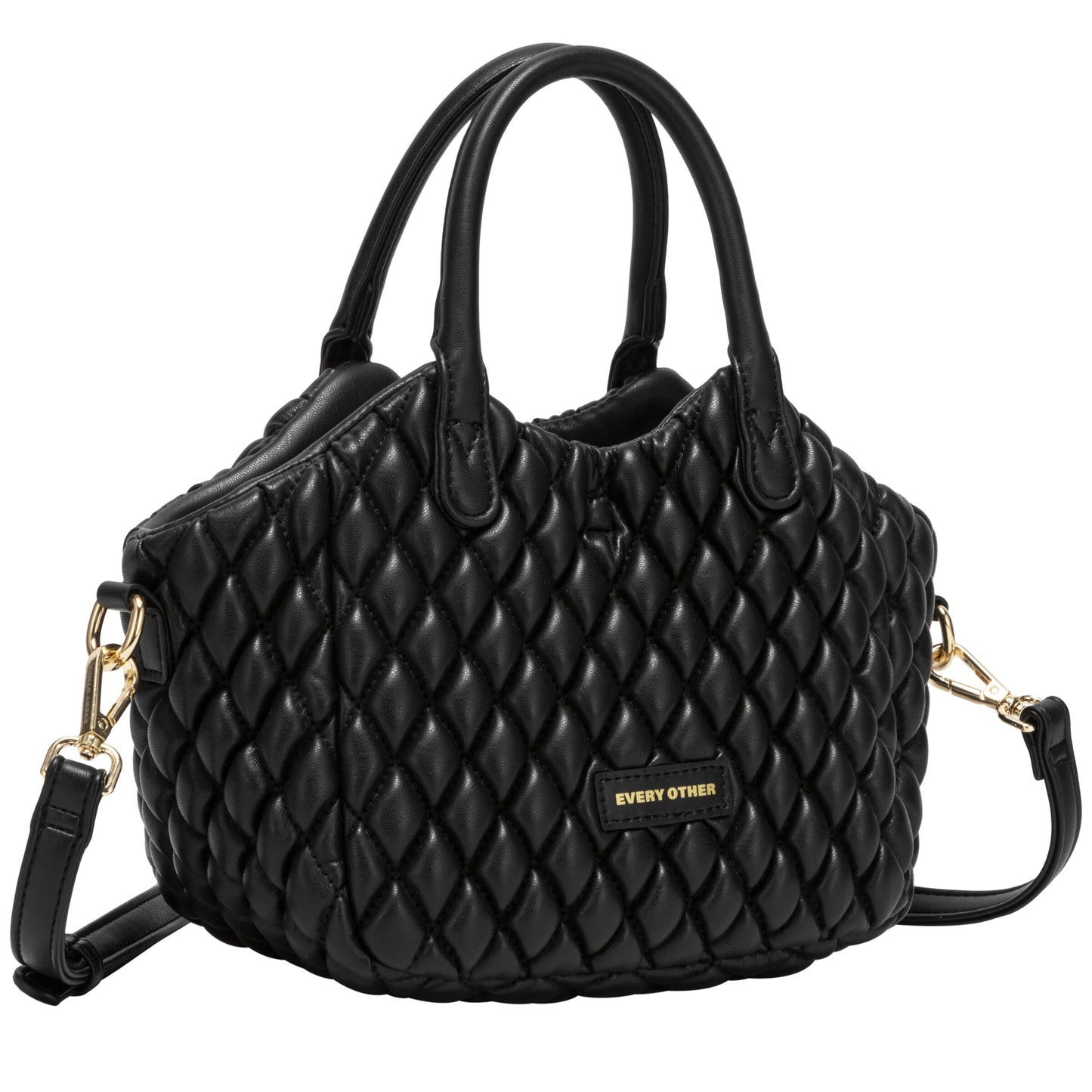 Quilted Grab Cross Body Bag - Black