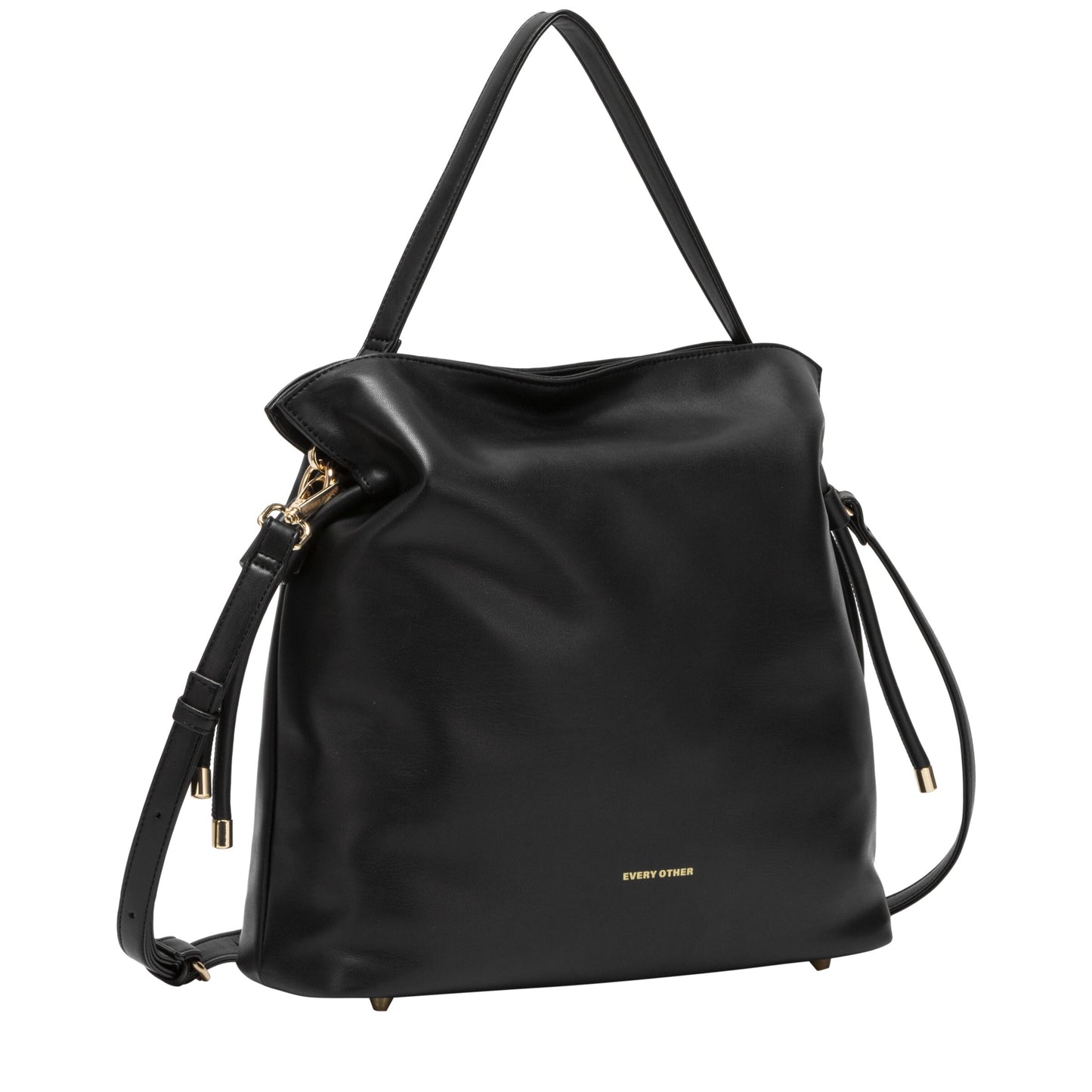 Draw String Shoulder Cross Body Bag - Black