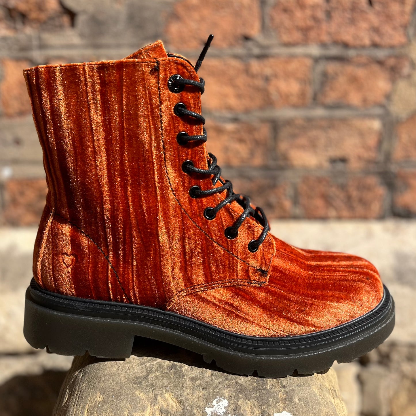 Tabitha Boots - Orange Velvet