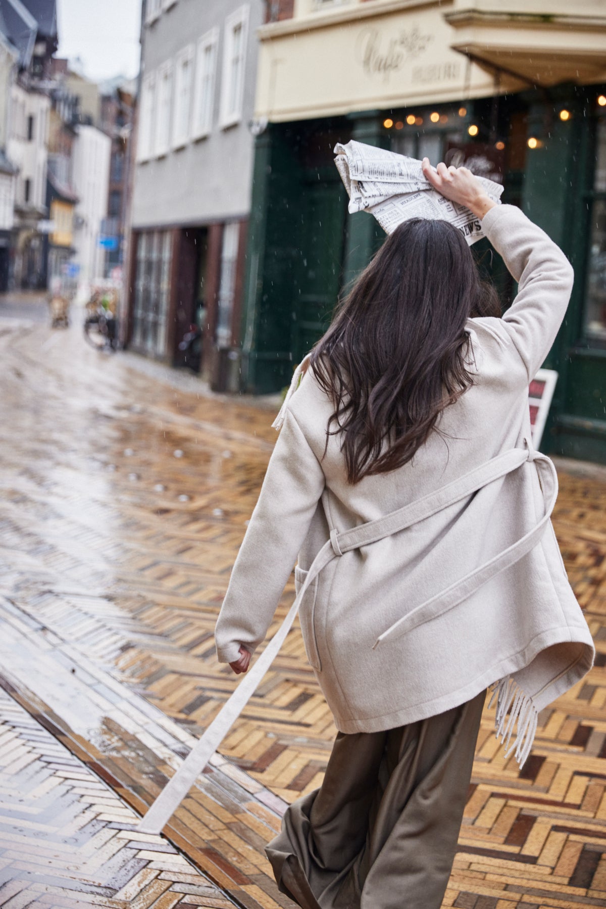 Frangelina Beige Tassel Coat