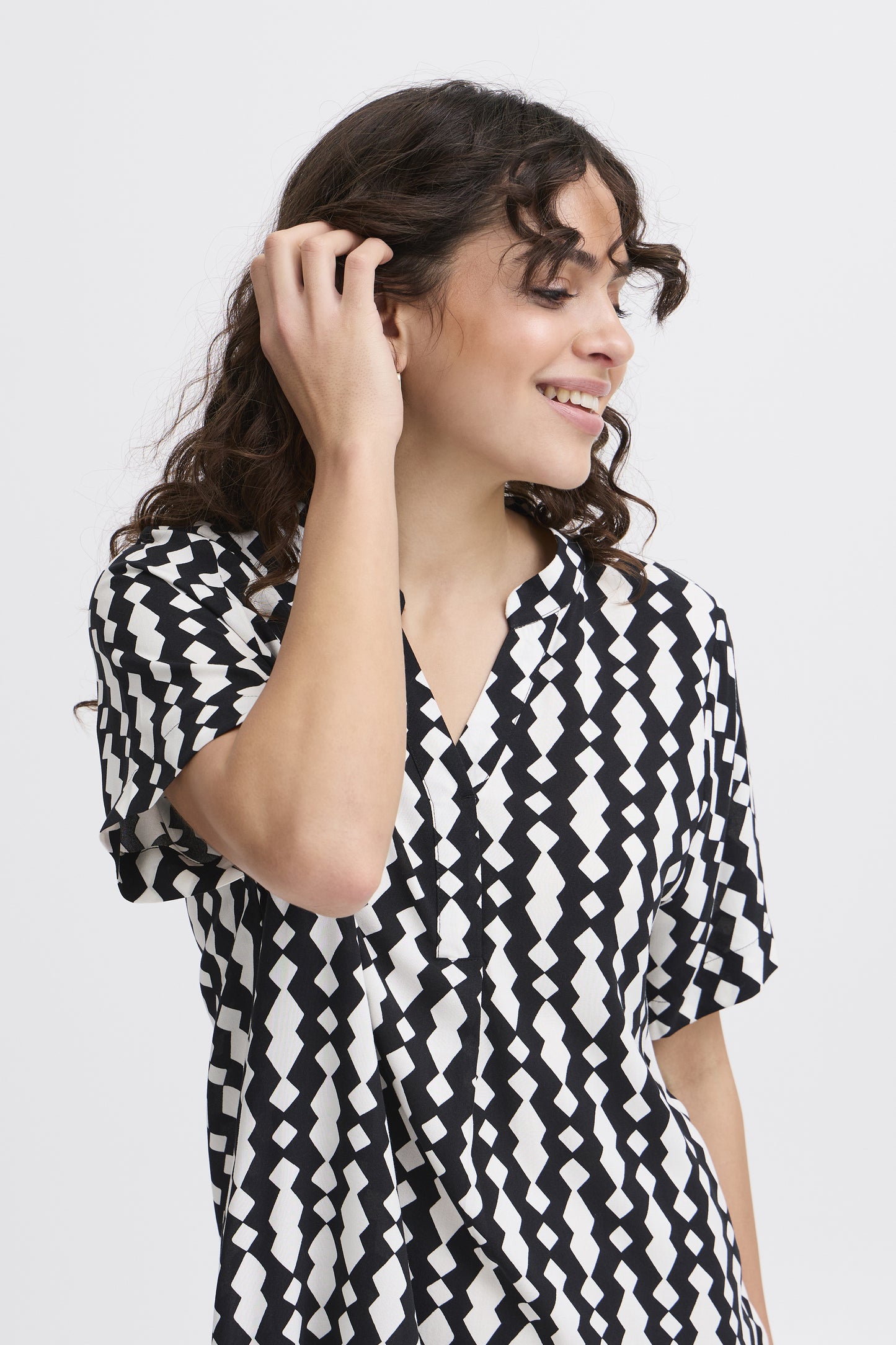 Frheat Black White Tunic Top Dress