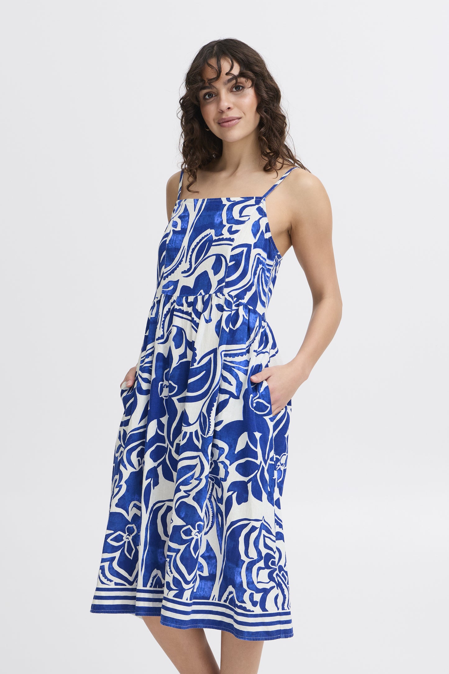 Frcora Blue and White Patterned Dress