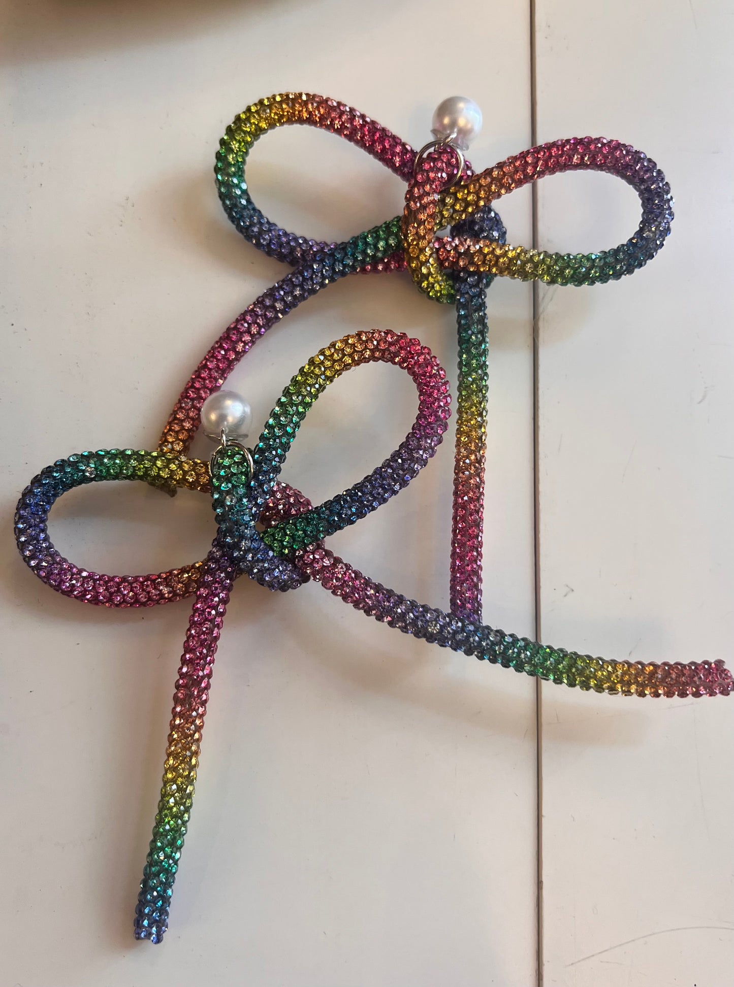 Rainbow Bow Large Earrings