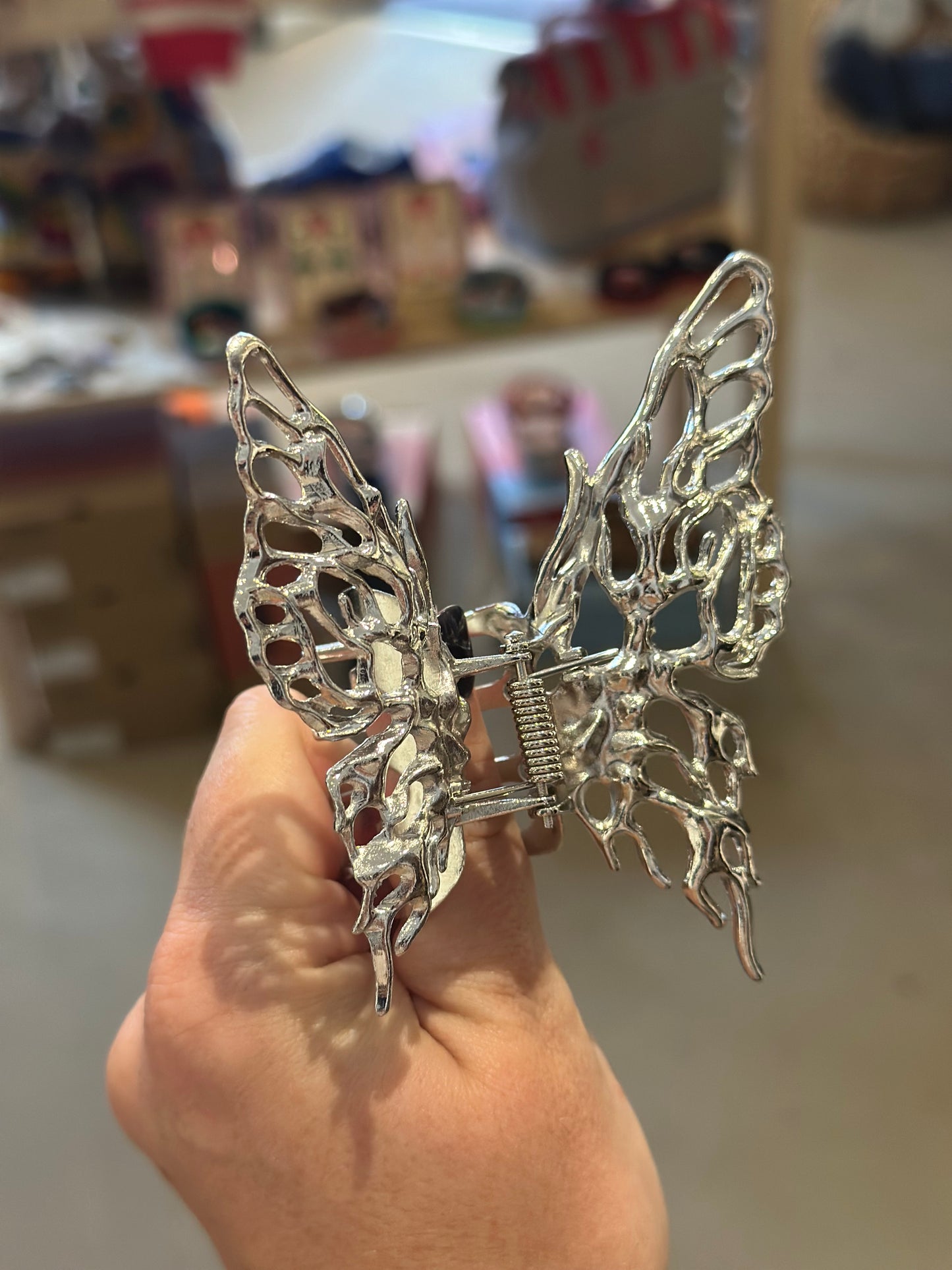 Silver Metal Butterfly Hair Claw