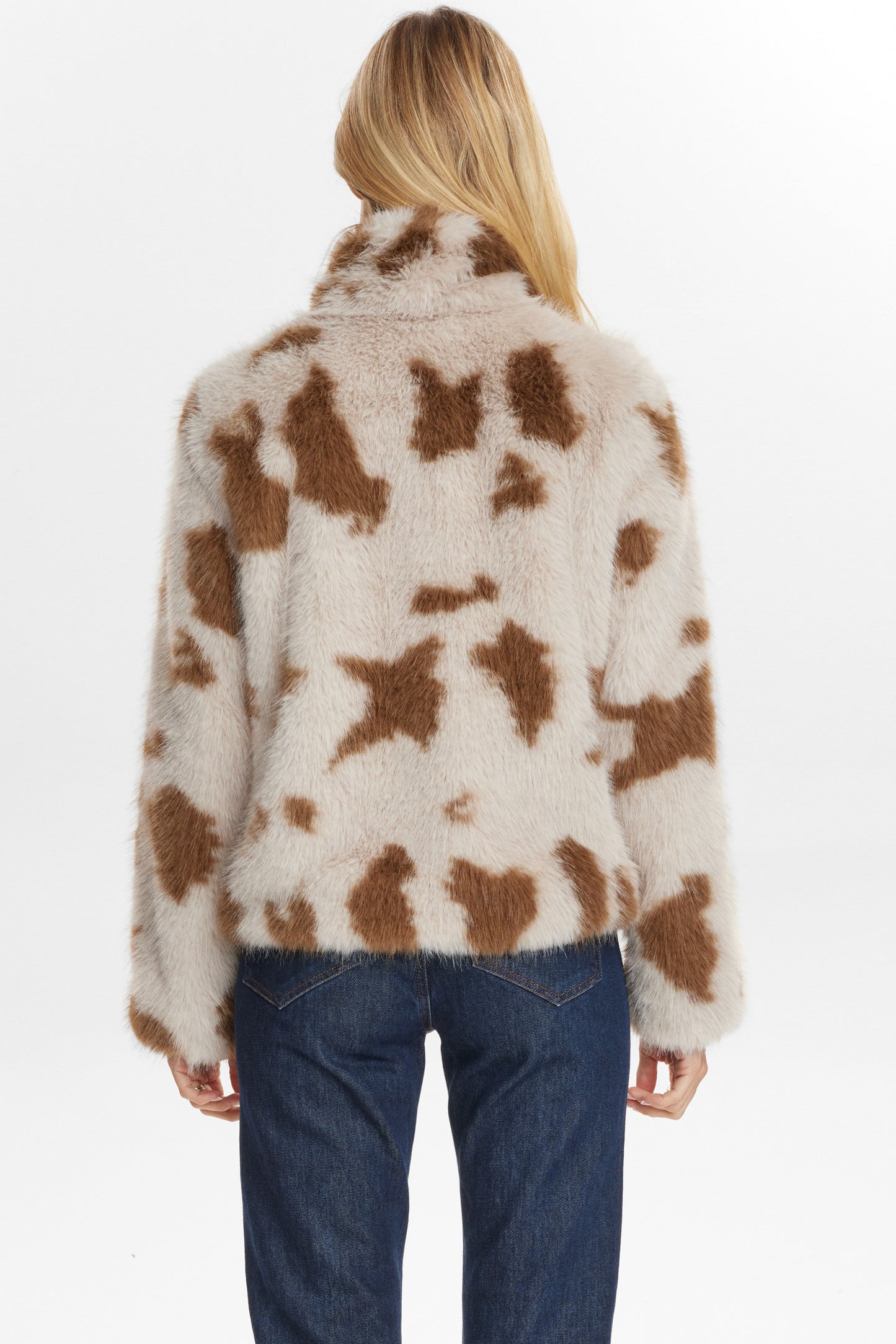 NUARIZONA JACKET - Black Coffee Cow Fluffy Coat