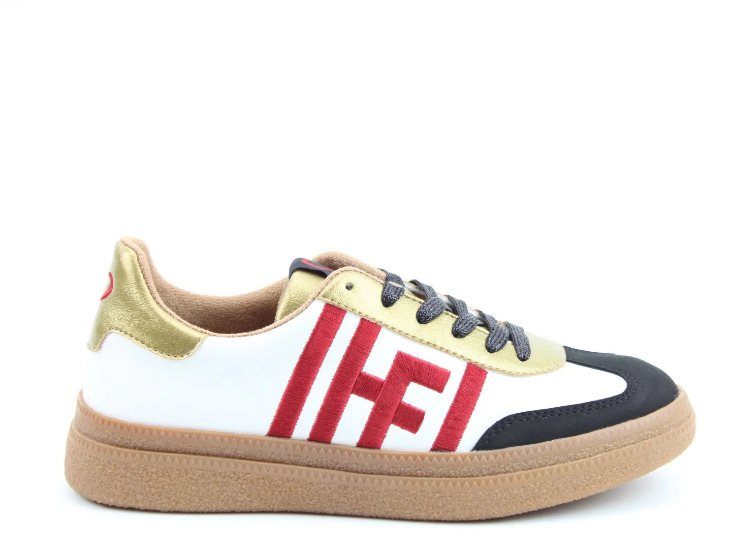 Steffi Trainers - White/Black/Gold