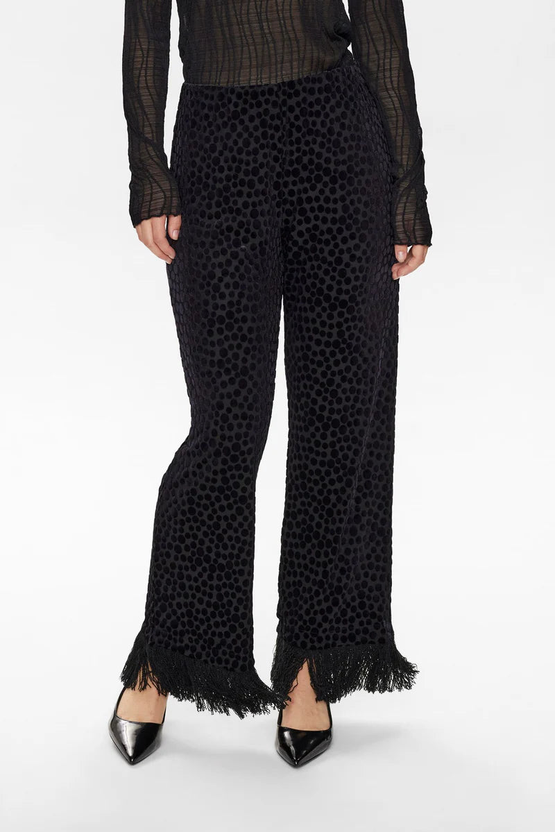 Nuhadlee Black Spot Fringe Trousers