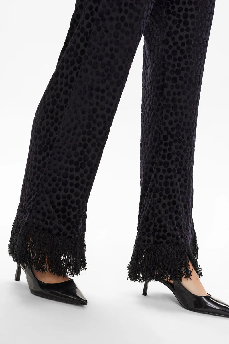 Nuhadlee Black Spot Fringe Trousers