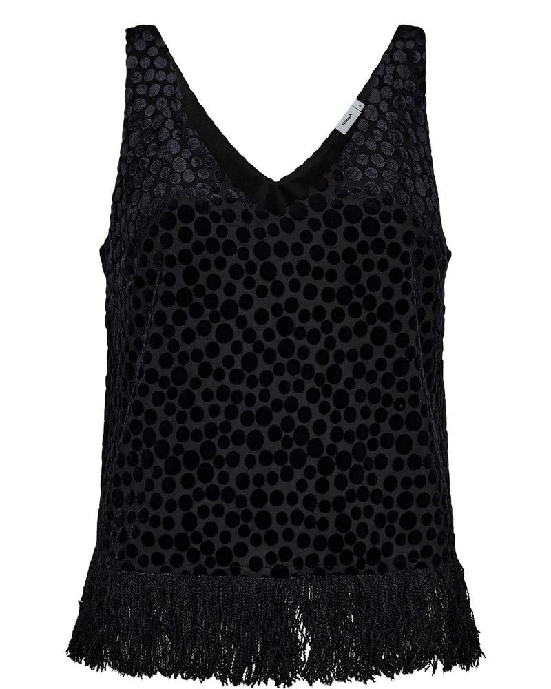 Nuhadlee Black Spot Fringe Top