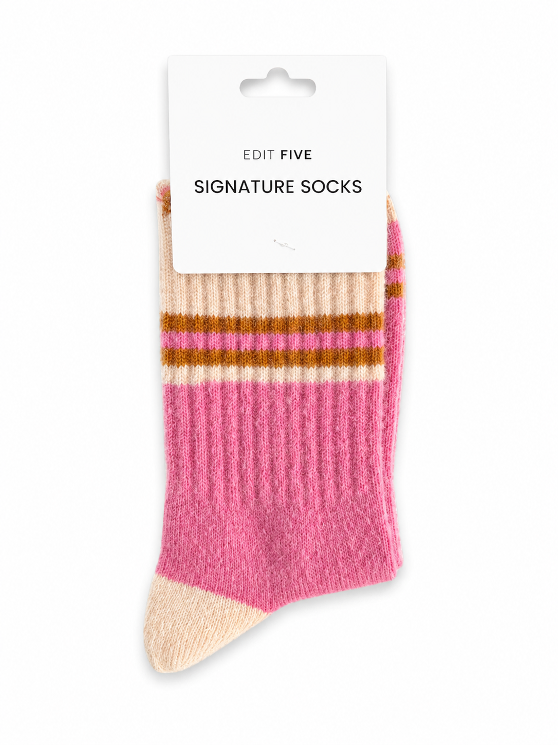 Wool Blend Socks - Pink, Peach and Orange Striped