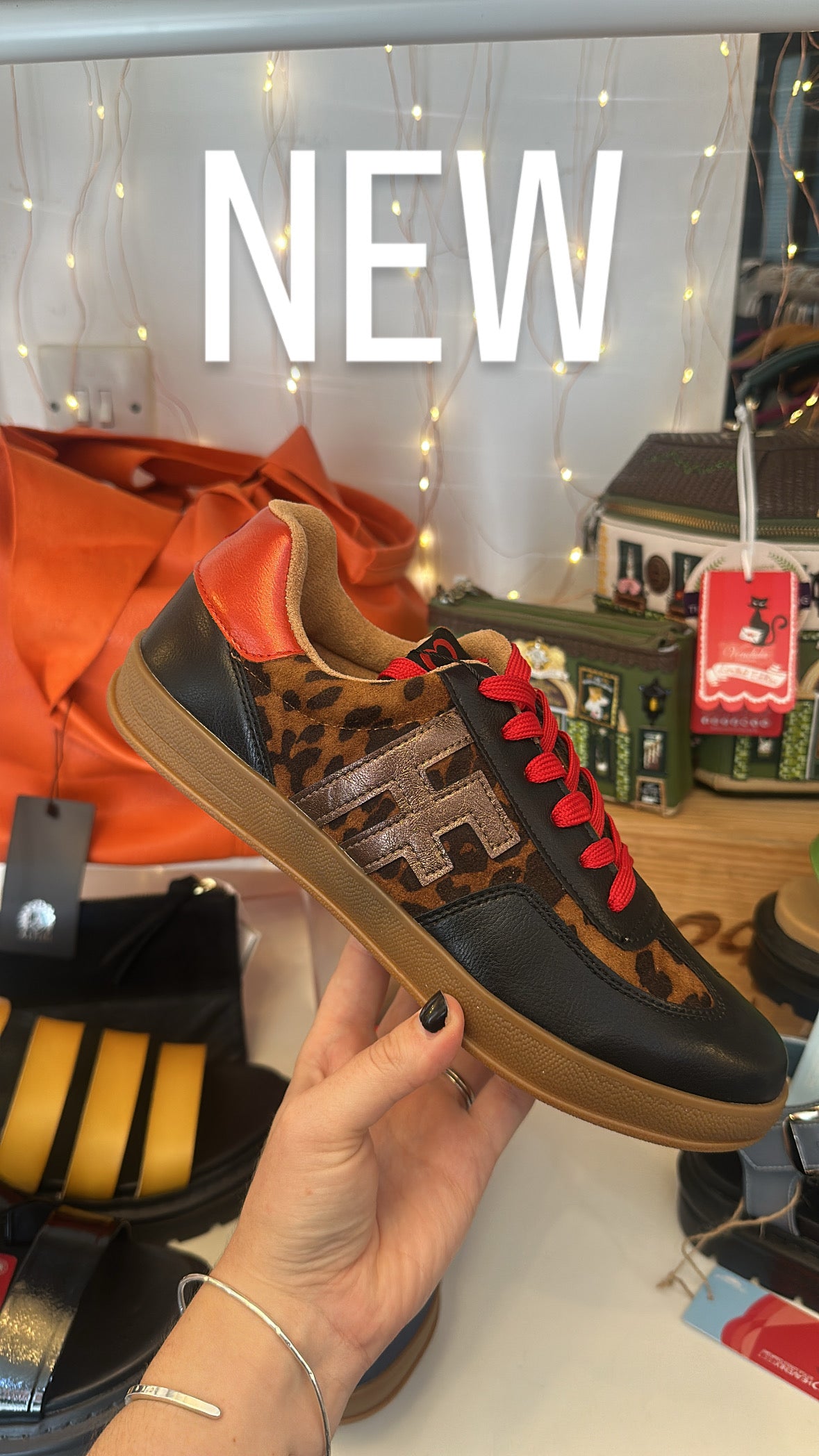 Madison Black/Tan Leopard Trainers