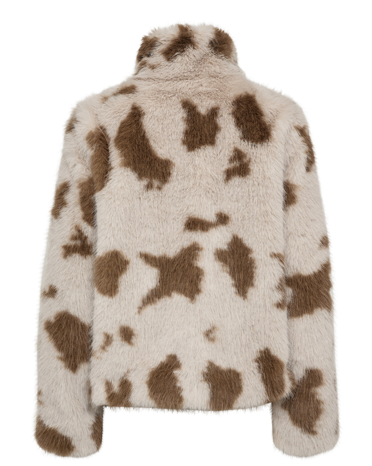 NUARIZONA JACKET - Black Coffee Cow Fluffy Coat