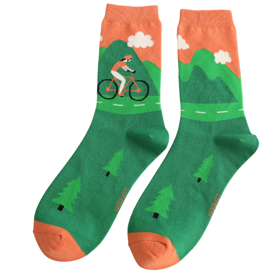Mountain Biking Bamboo Socks Orange