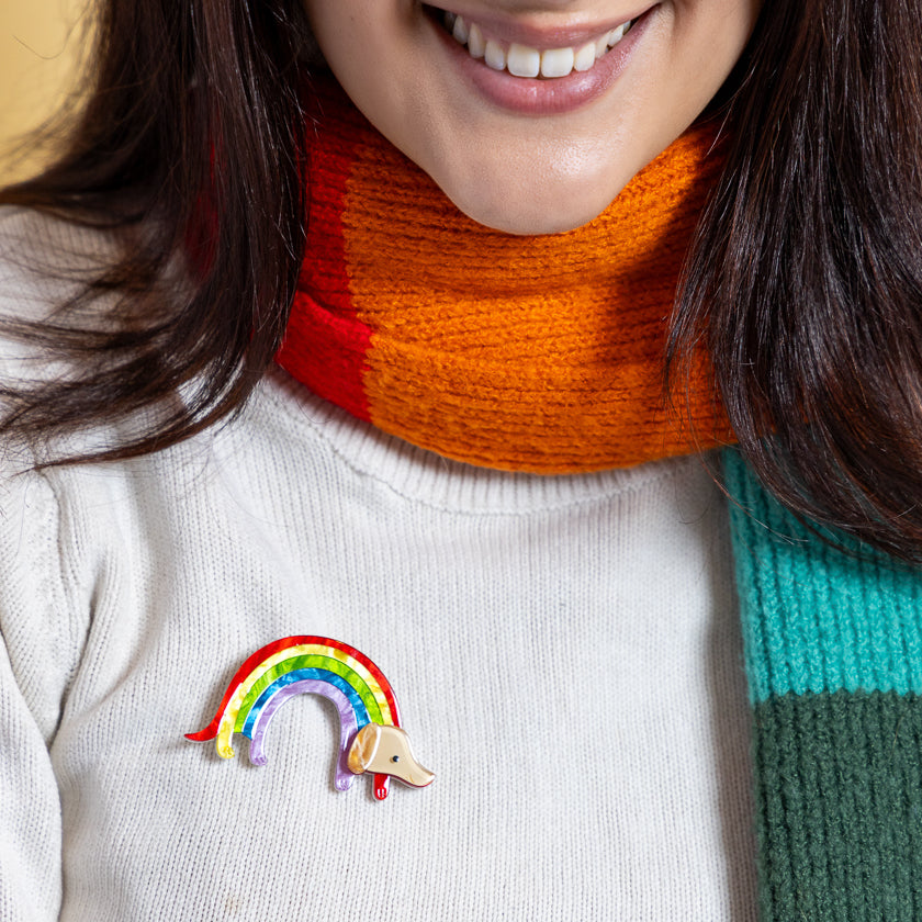 Rainbow Ruff Brooch