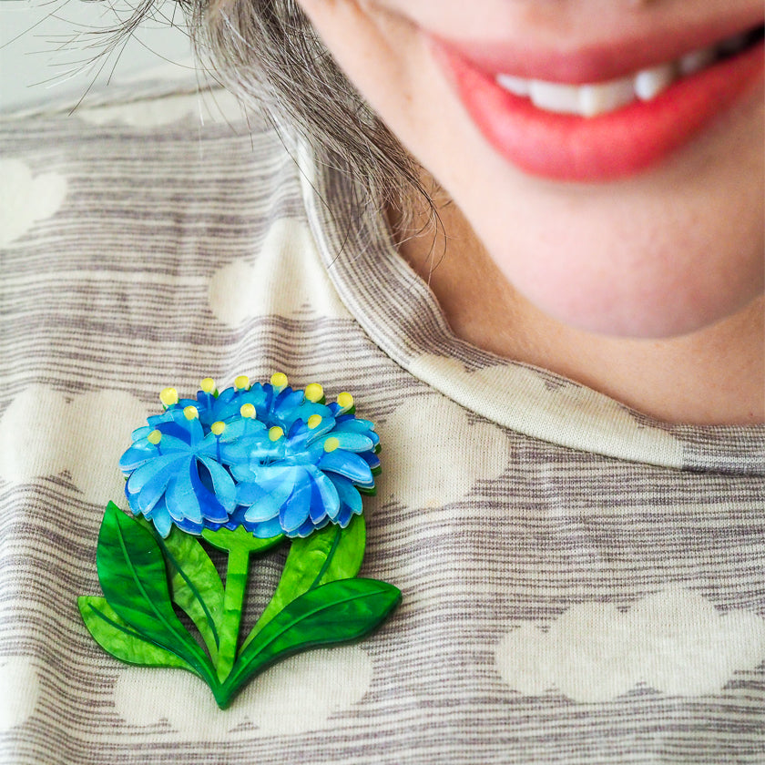 Blue Pincushion Brooch
