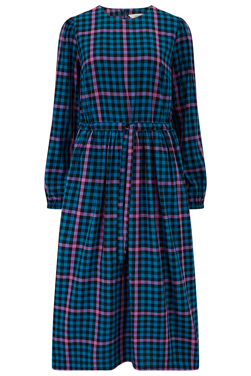Yasmin Smock Midi Dress - Black/Teal, Twilight Gingham