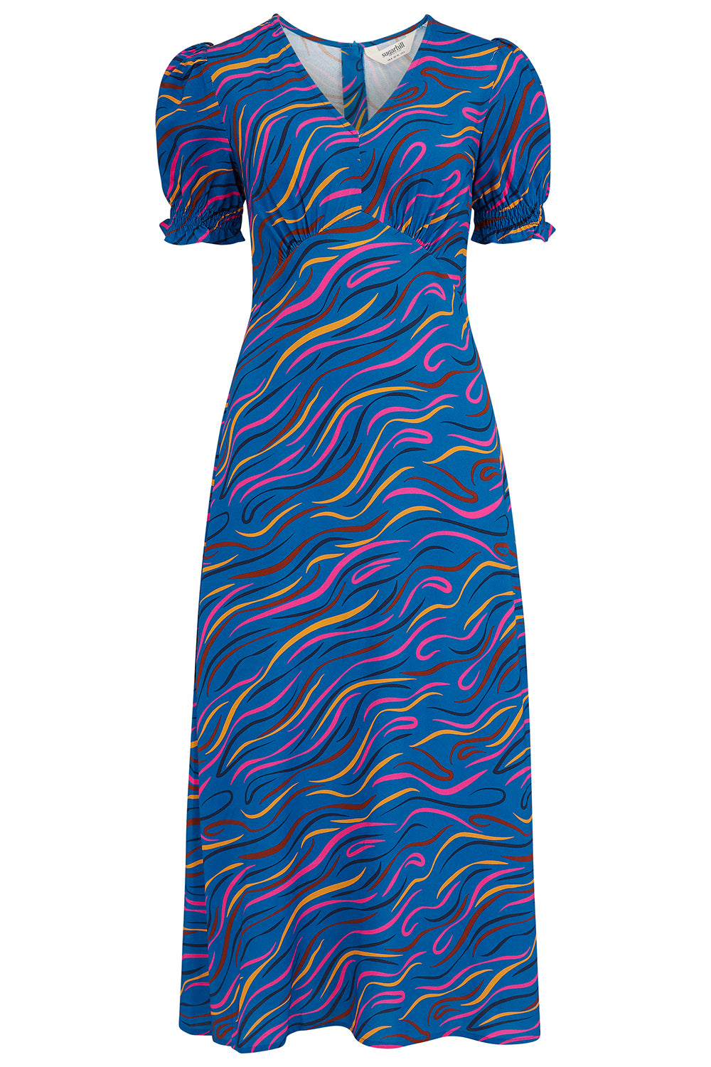Mary Jane Midi Dress - Bright Navy, Jazz Waves