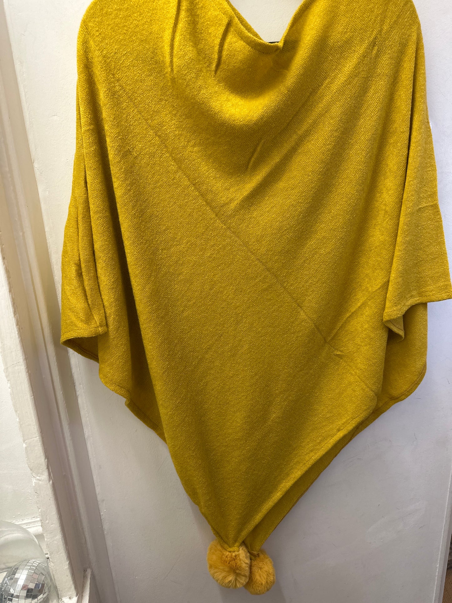 Pom Pom Trim Wrap Poncho