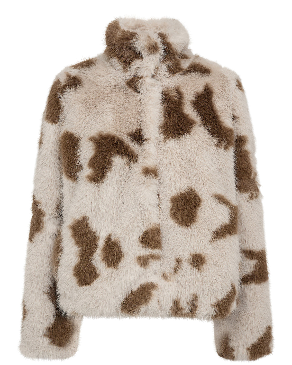 NUARIZONA JACKET - Black Coffee Cow Fluffy Coat