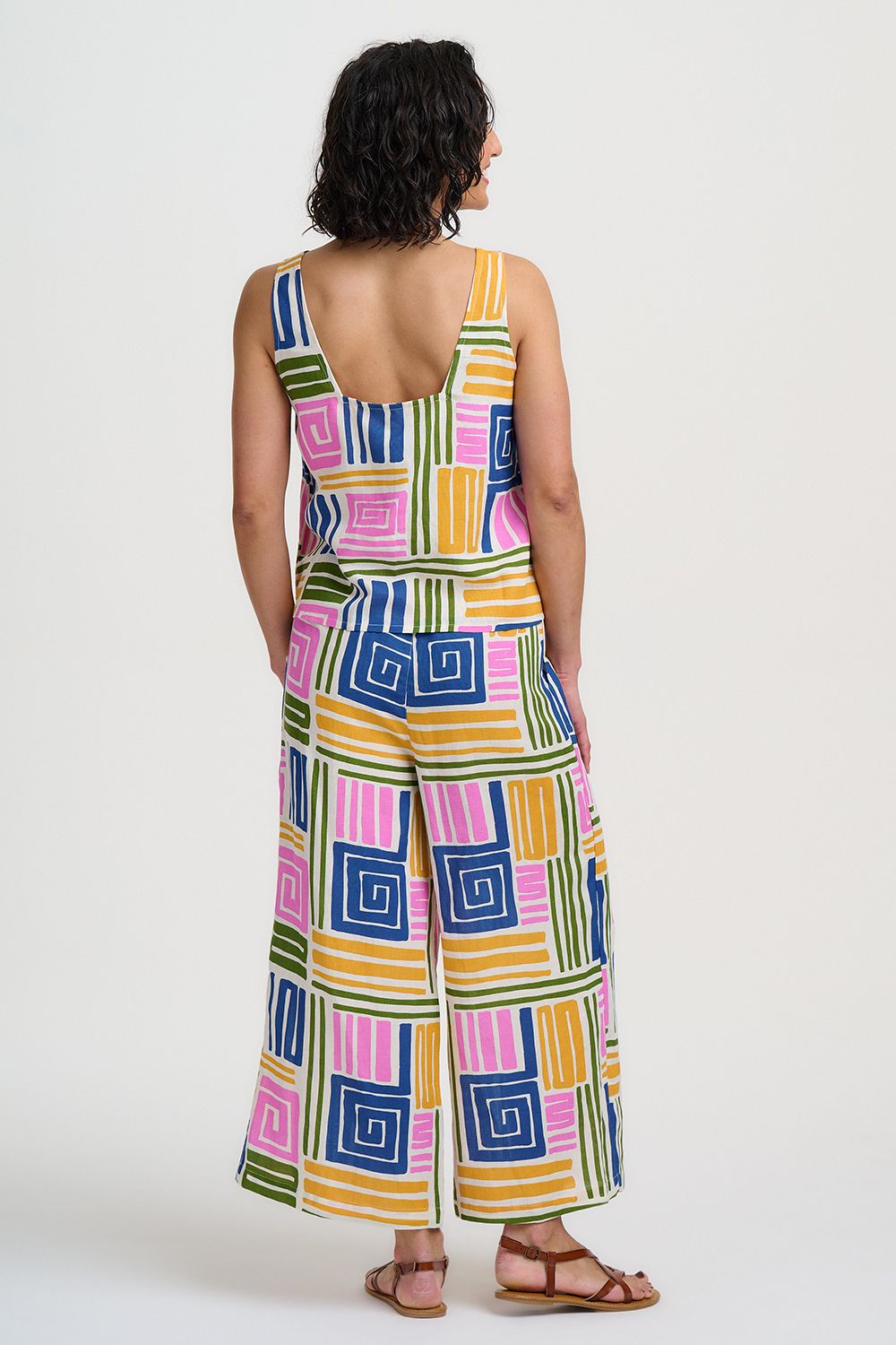 Ameera Cropped Wide Leg Trousers - Multi, Painted Maze