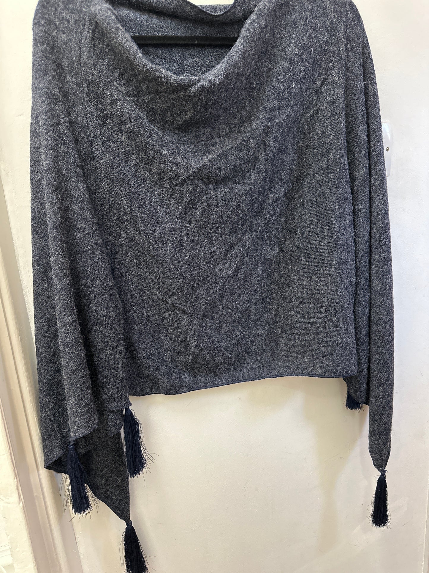 Tassel Trim Wrap Poncho