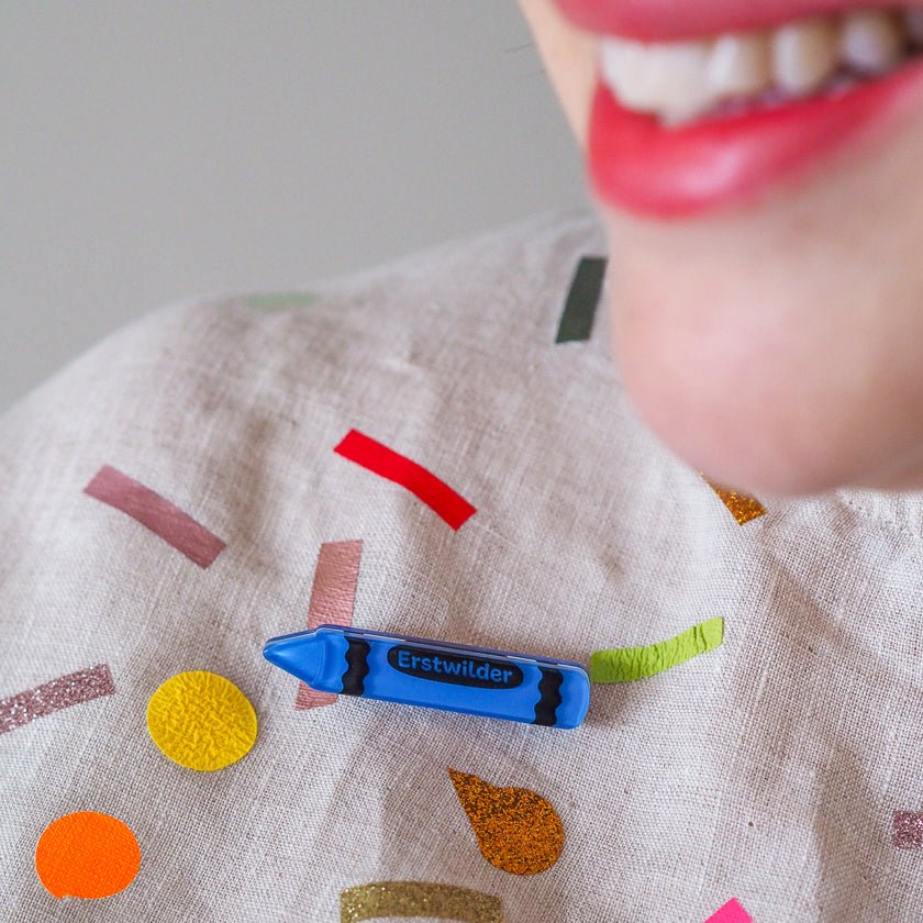 Crayon Simplified Mini Brooch - Blue