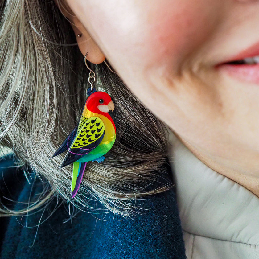Eastern Rosella Drop Earrings