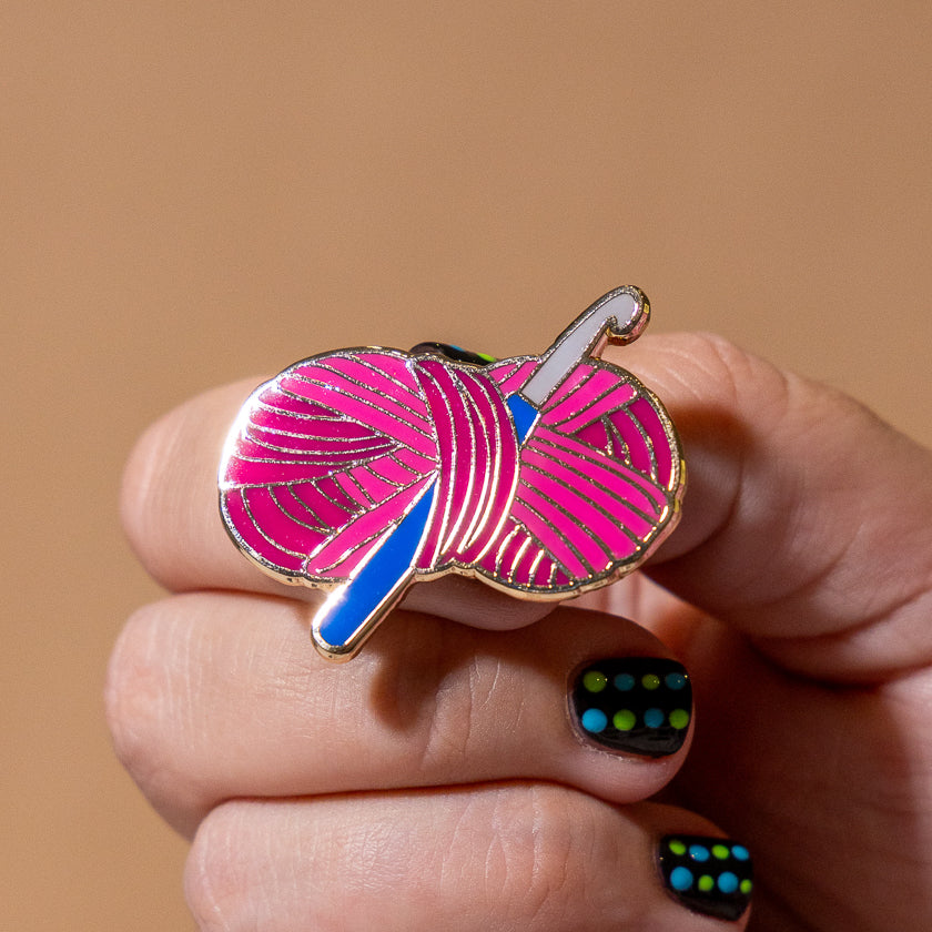 Hooked on Crochet Enamel Pin