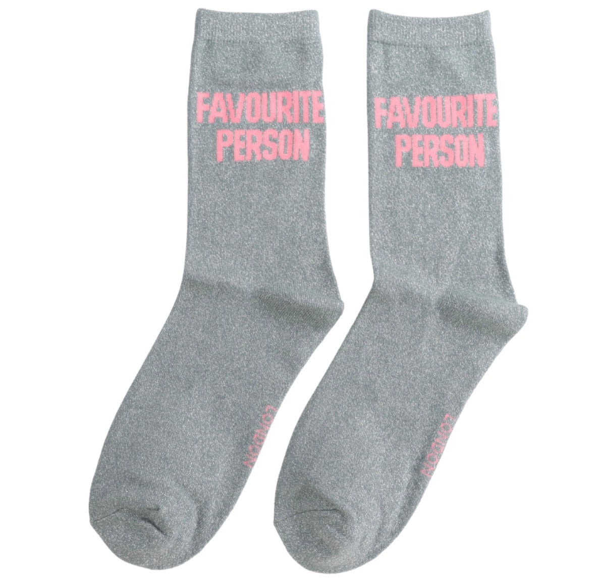 Favourite Person Glitter Socks Silver