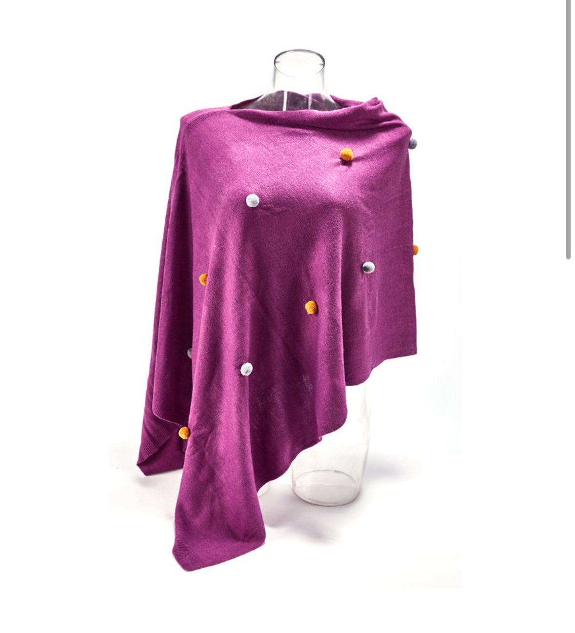 Pom Pom Wrap Poncho