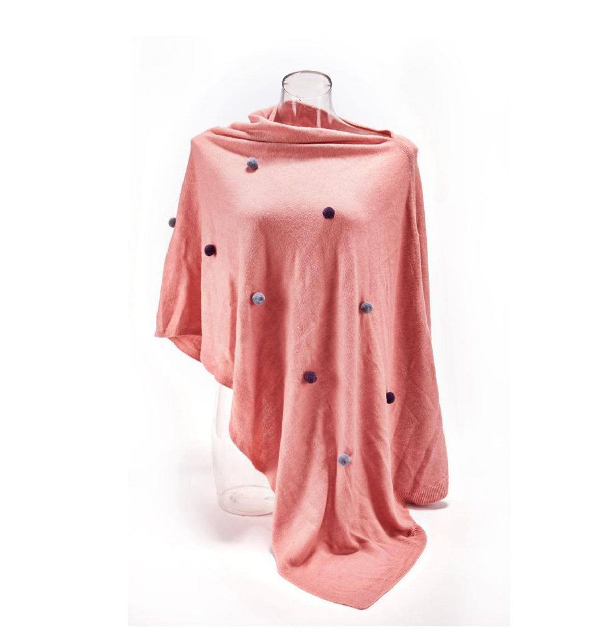 Pom Pom Wrap Poncho