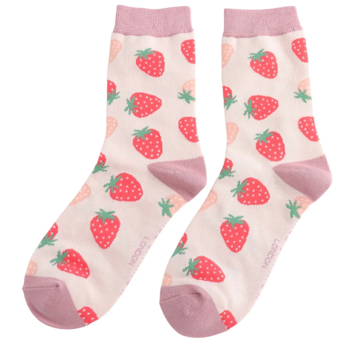 Little Strawberries Bamboo Socks Light Pink
