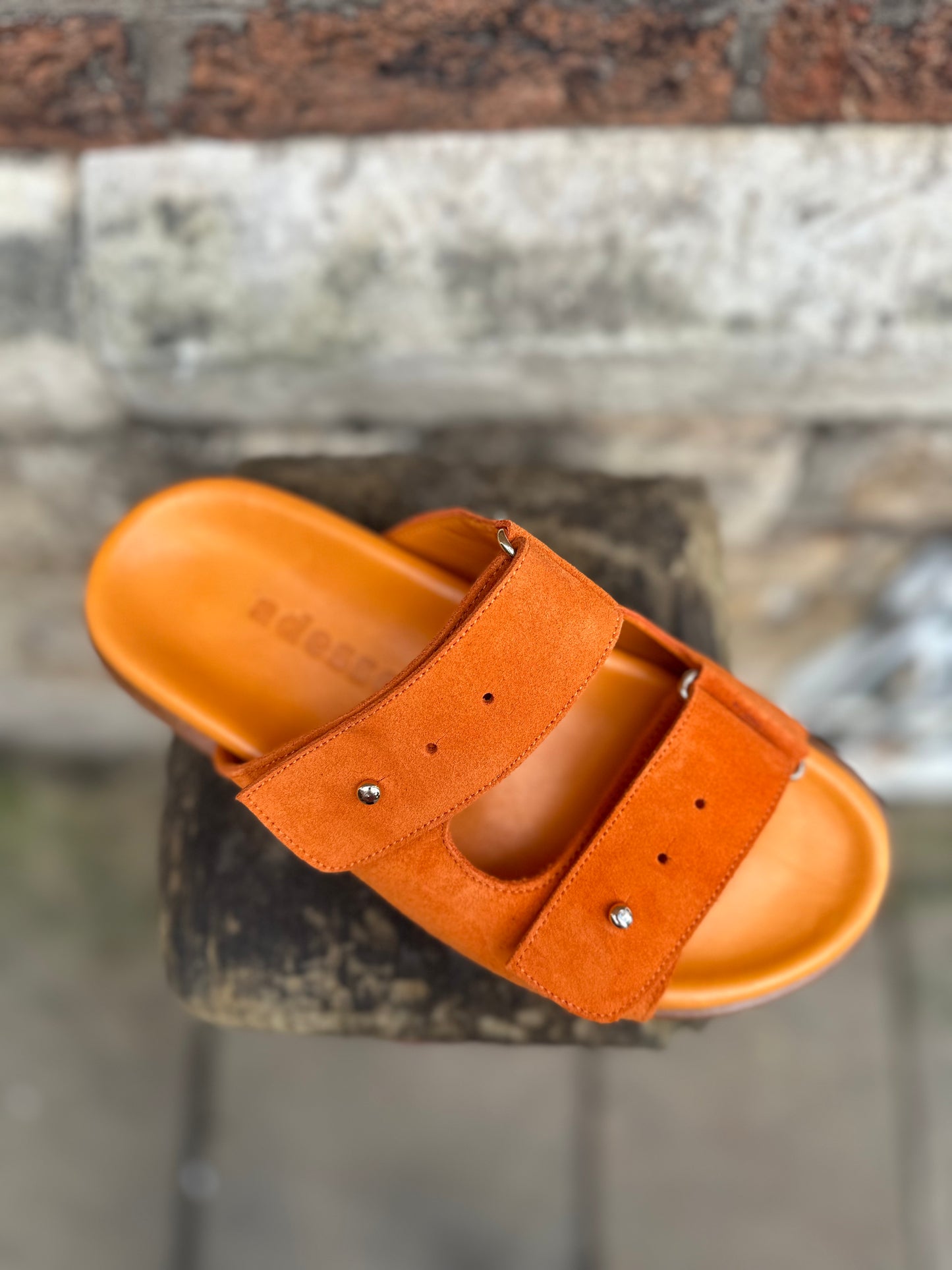 Isra Tangerine Leather Sandals
