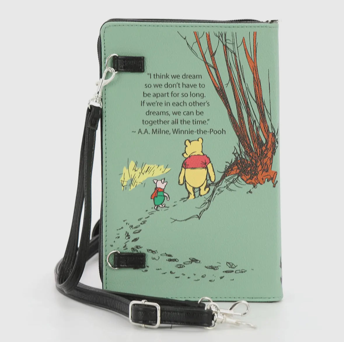 Winnie the Pooh Cream Vintage Book Clutch Bag Green