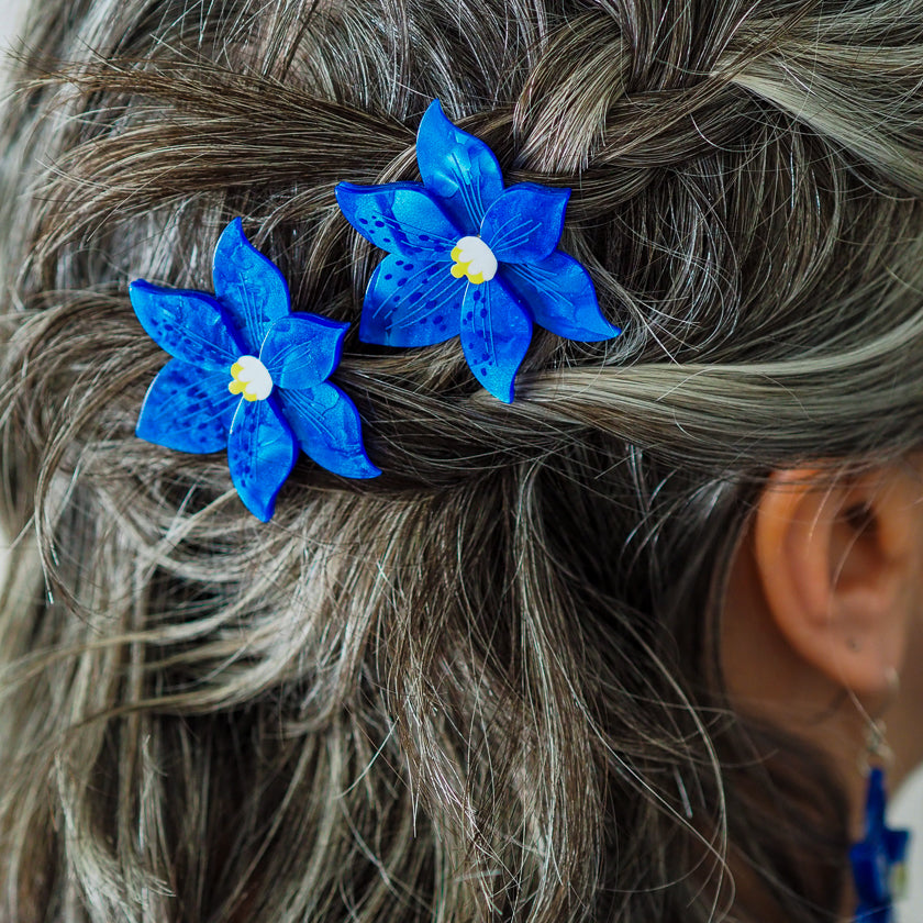 Spotted Sun Orchid Hair Clips - 2 Piece