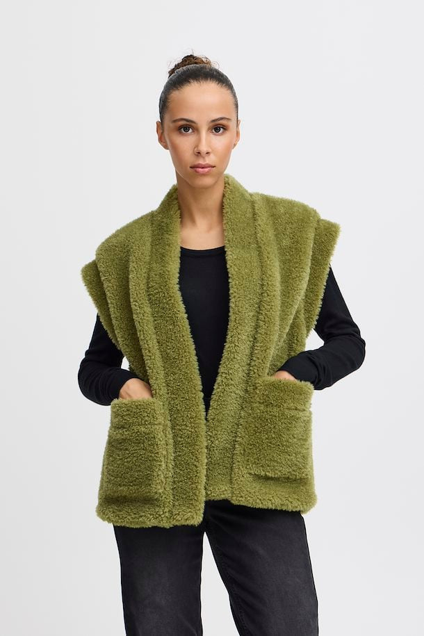Ihgizla Green Fluffy Waistcoat