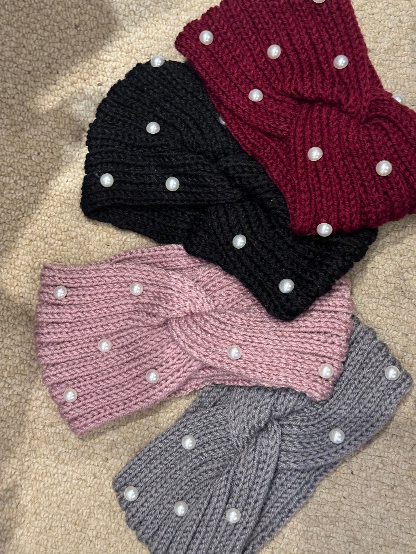 Knitted Pearl Headbands