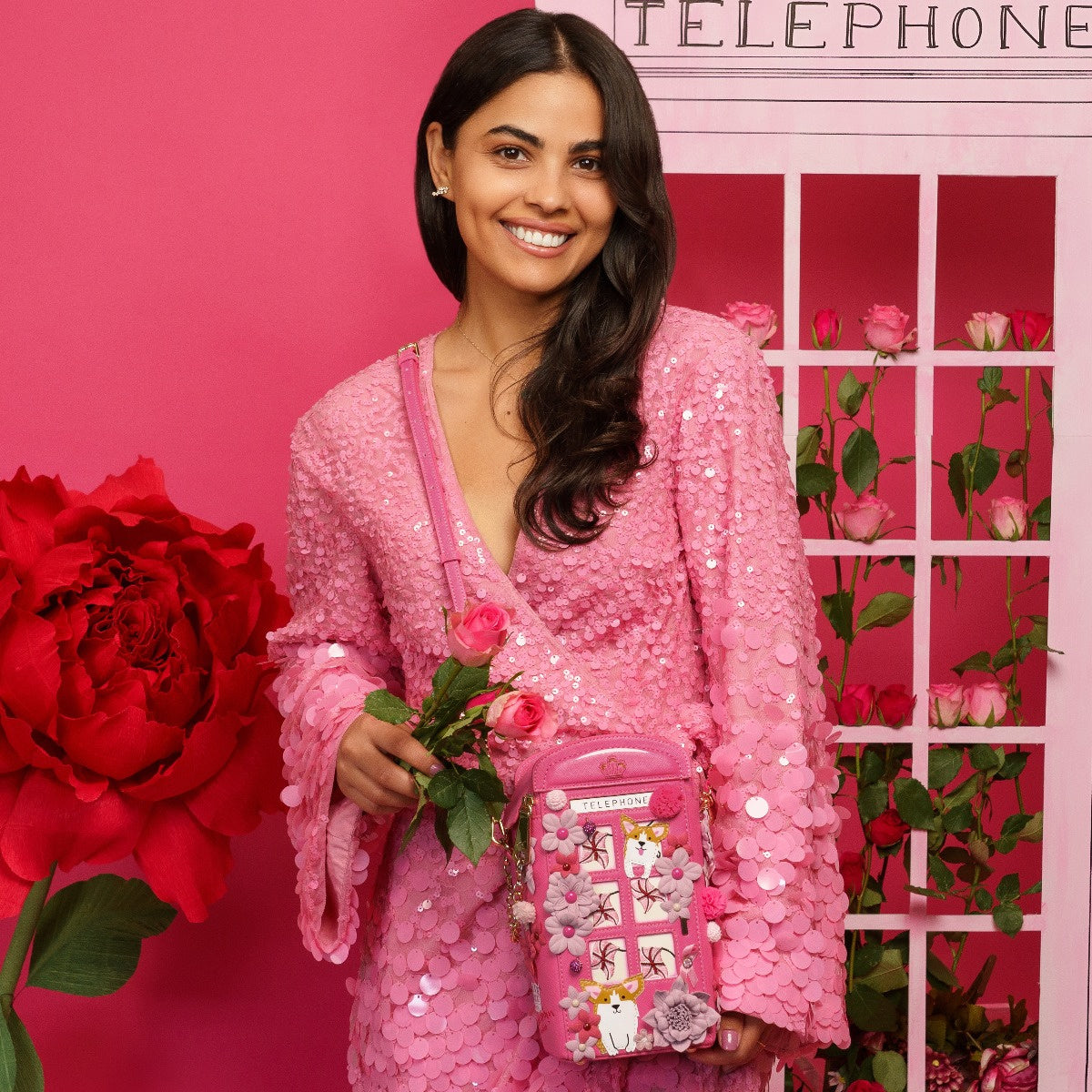 Vendula X Pink Ribbon Foundation - London Cats & Corgis Floral Pink Telephone Box
