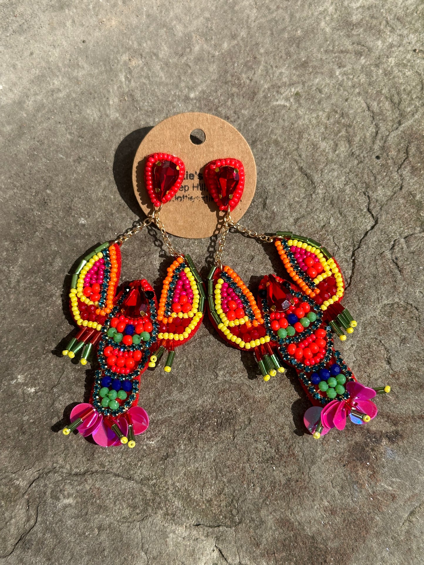 Beaded Lobster Earrings