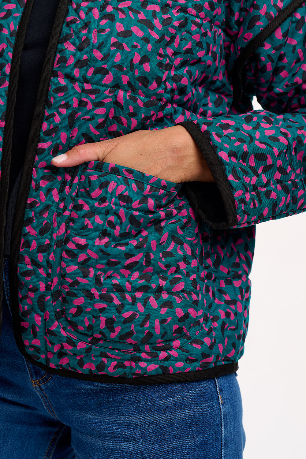 Elowen Quilted Jacket - Green, Layered Spot