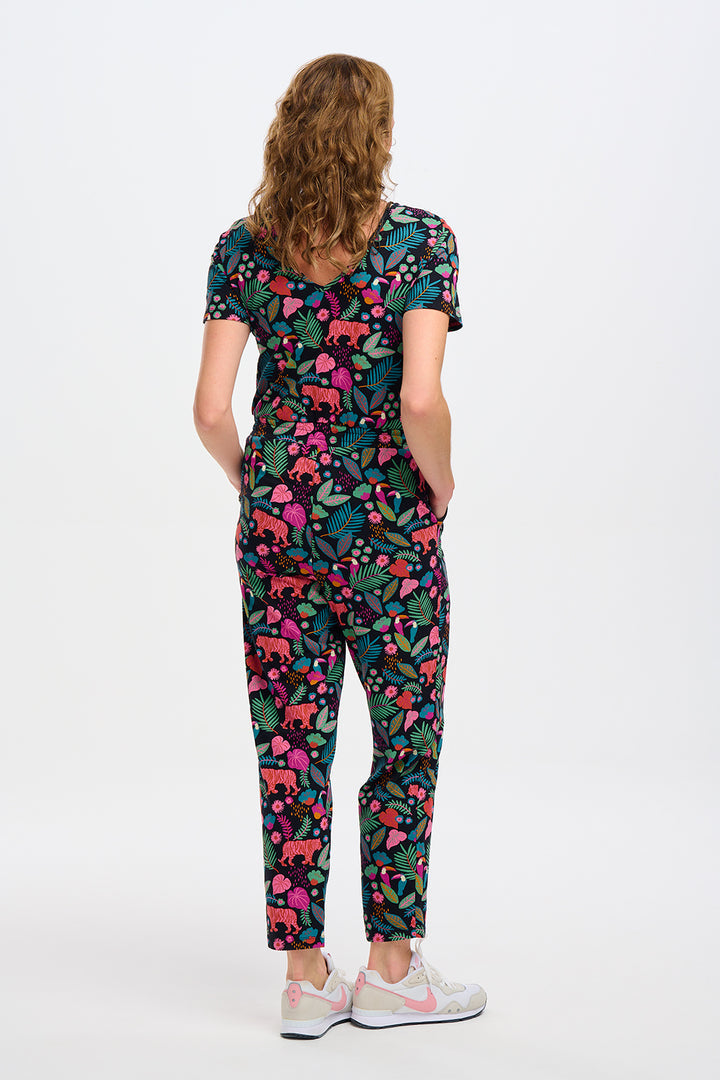 Bianca Jersey Jumpsuit - Black, Tigers & Toucans