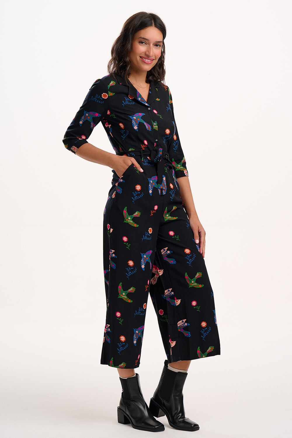 Rylee Jumpsuit - Black, Rainbow Folk Bird