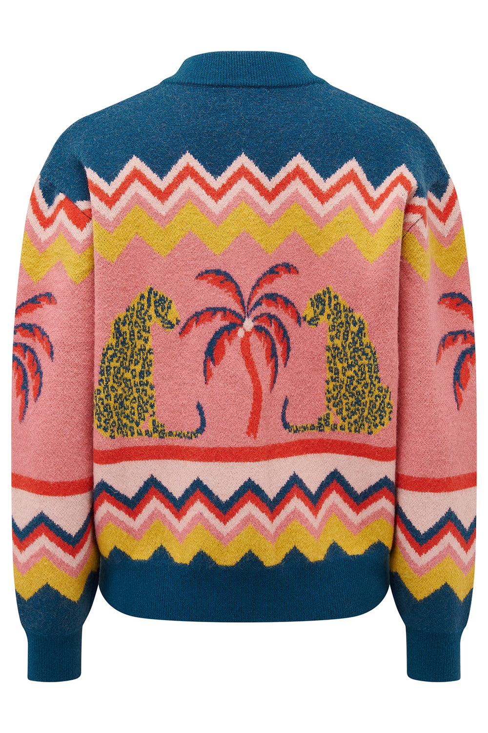 Solana Knitted Bomber - Multi, Leopard And Palms