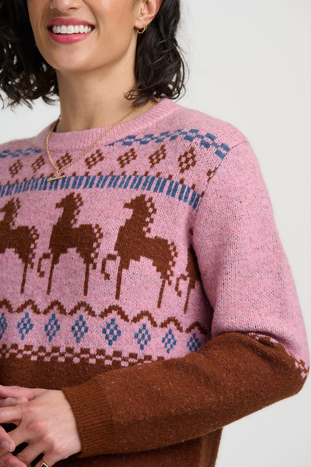 Devin Jumper - Pink Brown, Folk Horses