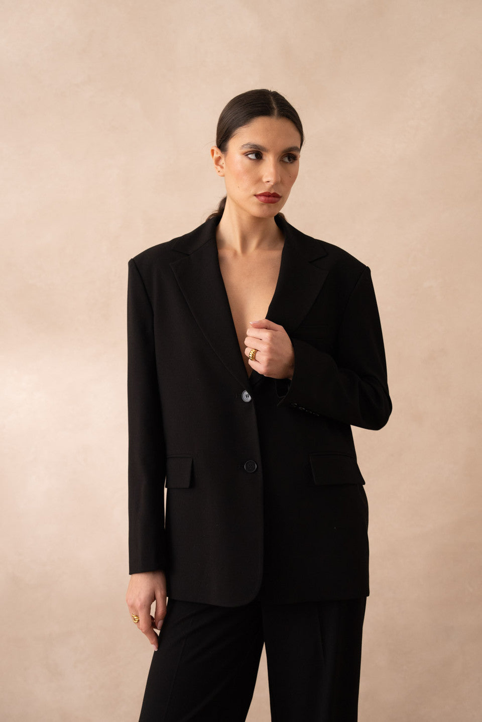 Crossover Back Oversized Blazer Black